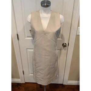 Akris Tan V-Neck Shift Dress, Size 6 (US) 38 (FR)